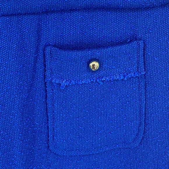 INC Womens Size 14 Cropped Leg Jumpsuit Cobalt Blue Boucle Silver Buttons Pocket - Picture 6 of 16